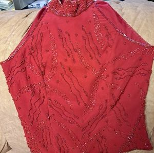 Mock Neck Beaded Top